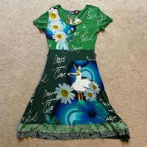 🌞Desigual Cirque Du Soleil Limited Collection Green & Blue Vibrant Dress🌞